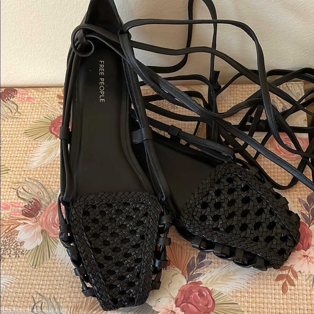 Free People Black Woven Sandals